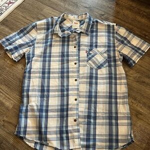 Levi's Casual Blue and White Plaid Shirt